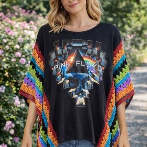 Pink Floyd Black Graphic Crochet-Trim Tunic